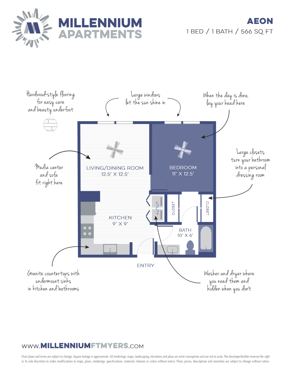Aeon Floorplan by Millennium Apartments